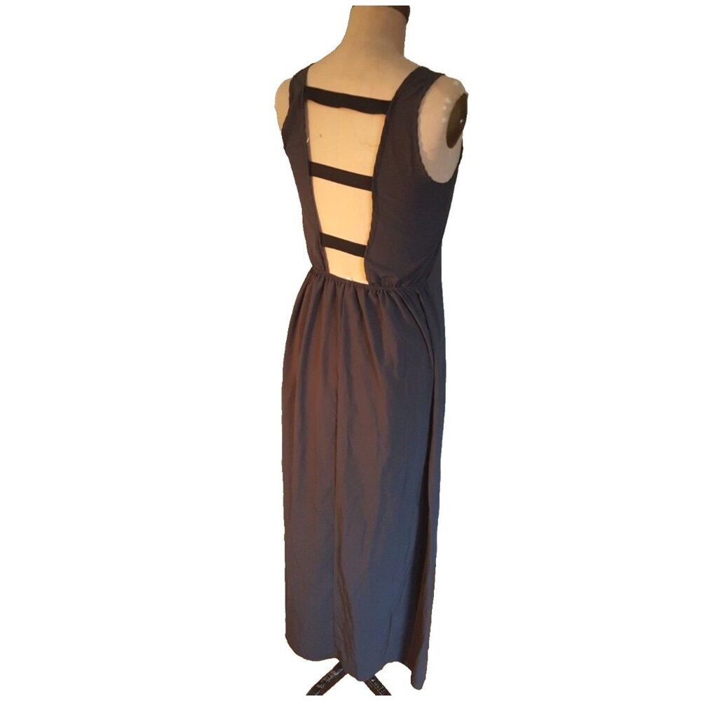 Tea n Rose maxi long gray cut out strappy back straight tank tunic maxi dress S